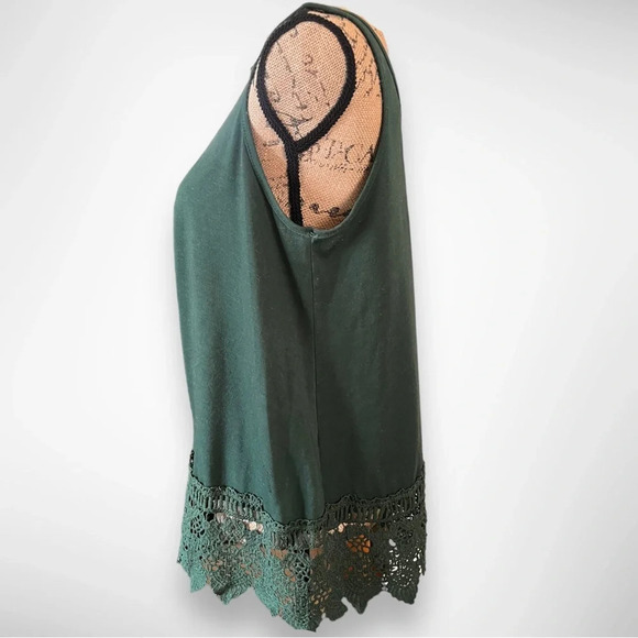 Women's Green Round Neck Relaxed Fit Sleeveless Tunic Lace‎ Trim Small | GUC - Picture 4 of 6
